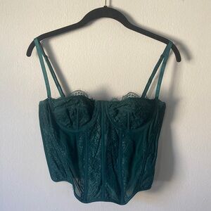 Sheer emerald green corset tank top